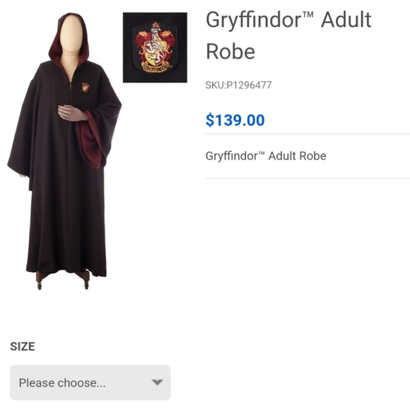 Official Harry Potter Gryffindor robe xxx-s Halloween - Picture 7 of 8